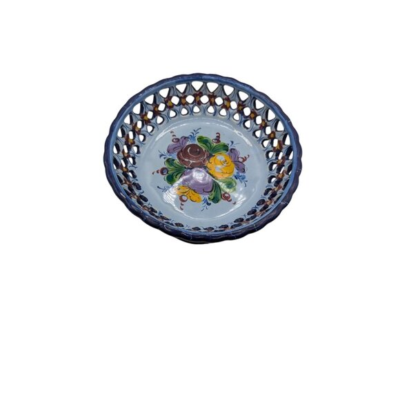 Handpainted Portugal Pottery Open Candy/Footed Compote/Footed Bowl READ - Picture 3 of 16